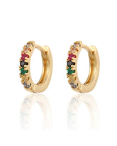 Hermoine Delicate Hoop Earrings with Multi Coloured Crystals